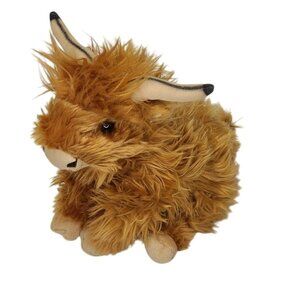 Living Nature Highland Cow Plush Stuffed Animal Brown Farm Toy with Sound 9 inch